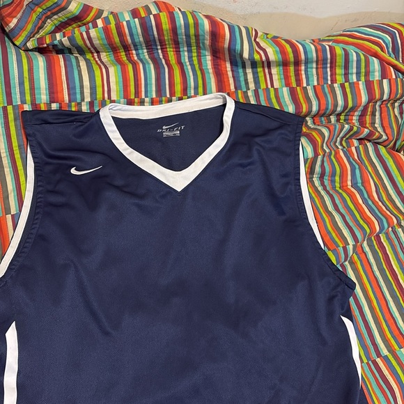 Nike mesh jersey blue white size 2 XL super nice dry fit V-neck fast shipping - Picture 2 of 14